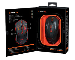 Мышь REAL-EL RM-520 Gaming, Black, USB, оптическая, 800/ 1200/ 1600/ 2400 dpi, 5 кнопок, LED подсветка-foto2