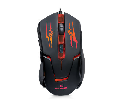 Мышь REAL-EL RM-520 Gaming, Black, USB, оптическая, 800/ 1200/ 1600/ 2400 dpi, 5 кнопок, LED подсветка Мышь REAL-EL RM-520 Gaming, Black, USB, оптическая, 800/ 1200/ 1600/ 2400 dpi, 5 кнопок, LED подсветка