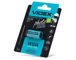 Батарейка CR123A, литиевая, Videx, 1 шт, 1500mAh, 3V, Blister