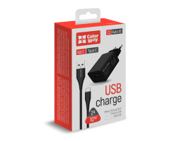 Сетевое зарядное устройство ColorWay 1xUSB, 2A, 10W, Black, кабель USB-C (CW-CHS012CC-BK)-foto8