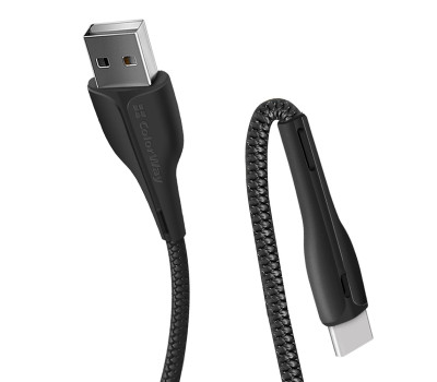 Кабель USB  - 1.0m AM/ Type-C  ColorWay, Black, 2.4A (CW-CBUC034-BK)