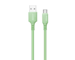 Кабель USB  - 1.0m AM/ Type-C  ColorWay, Green, 2.4A (CW-CBUC042-GR), силиконовая оплетка