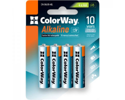 Батарейка AA (LR6), щелочная, ColorWay Alkaline Power, 1.5V, Blister (CW-BALR06-4BL)