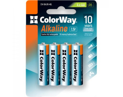 Батарейка AA (LR6), щелочная, ColorWay Alkaline Power, 1.5V, Blister (CW-BALR06-4BL) Батарейка AA (LR6), щелочная, ColorWay Alkaline Power, 1.5V, Blister (CW-BALR06-4BL)