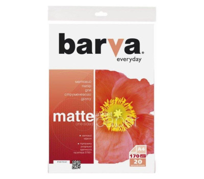 Фотобумага A4 Barva, матовый, 170 г/ м2, 20 л,  серия 