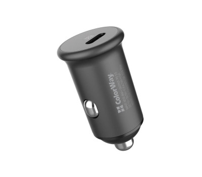 Автомобильное зарядное устройство ColorWay, Black, 1xUSB-C, PD, QC3.0, 3A (CW-CHA028PD-GR) Автомобильное зарядное устройство ColorWay, Black, 1xUSB-C, PD, QC3.0, 3A (CW-CHA028PD-GR)