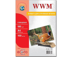 Фотобумага А4 180g/ m WWM, глянец, 100 л. (G180.100)
