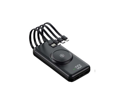 Универсальная мобильная батарея 14000 mAh, Sunix PB-16, Black, 2xUSB, wireless charge + 4in1 кабеля