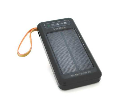 Универсальная мобильная батарея 12000 mAh, Sunix PB-43, Black, 2xUSB, Solar battery + 4in1 кабеля Универсальная мобильная батарея 12000 mAh, Sunix PB-43, Black, 2xUSB, Solar battery + 4in1 кабеля