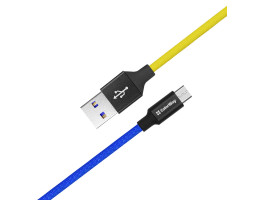 Кабель USB 2.0 - 1.0m AM/ microUSB, ColorWay Yellow/ Blue, National, 2.4A-foto2