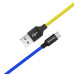 Кабель USB 2.0 - 1.0m AM/ microUSB, ColorWay Yellow/ Blue, National, 2.4A