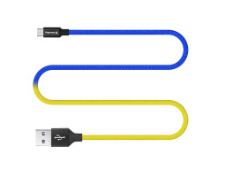 Кабель USB 2.0 - 1.0m AM/ microUSB, ColorWay Yellow/ Blue, National, 2.4A-foto3