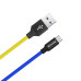 Кабель USB 2.0 - 1.0m AM/ microUSB, ColorWay Yellow/ Blue, National, 2.4A