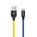 Кабель USB 2.0 - 1.0m AM/ microUSB, ColorWay Yellow/ Blue, National, 2.4A