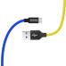 Кабель USB 2.0 - 1.0m AM/ microUSB, ColorWay Yellow/ Blue, National, 2.4A