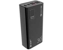 Универсальная мобильная батарея 30000 mAh, Tracer, Black,  2xUSB, Type-C, фонарик, LCD-экран