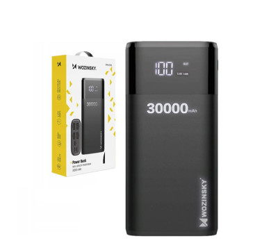 Универсальная мобильная батарея 30000 mAh, Wozinsky WPB-001BK, Black, 4xUSB