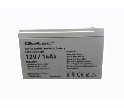 Аккумулятор ИБП 12В 14Ач AGM Qoltec QLT1214B /  12V 14.0Ah /  151x98x95 мм