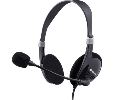 Наушники Gemix HP-120MV Black, 2 x Mini jack (3.5мм), накладные, регулятор громкости, кабель 2.4 м