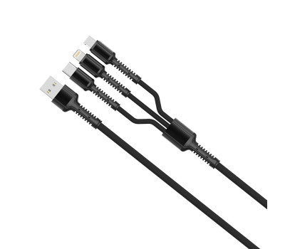 Кабель USB > Lightning + microUSB + Type-C , ColorWay, 1.0м, Black (CW-CBU3003-GR)