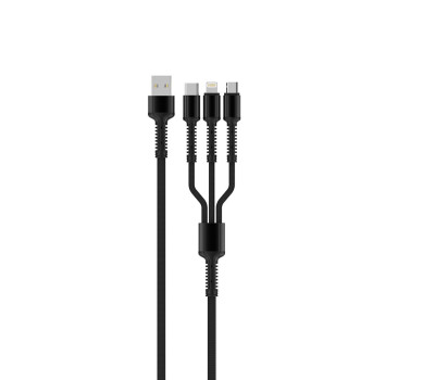 Кабель USB > Lightning + microUSB + Type-C , ColorWay, 1.0м, Black (CW-CBU3003-GR)