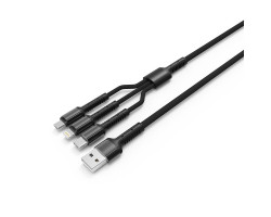 Кабель USB > Lightning + microUSB + Type-C , ColorWay, 1.0м, Black (CW-CBU3003-GR)