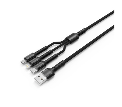 Кабель USB > Lightning + microUSB + Type-C , ColorWay, 1.0м, Black (CW-CBU3003-GR)