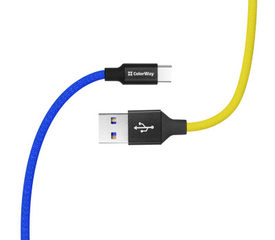 Кабель USB  - 1.0m AM/ Type-C  ColorWay, National (CW-CBUC052-BLY)