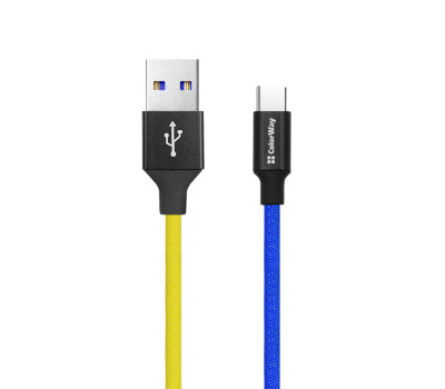 Кабель USB  - 1.0m AM/ Type-C  ColorWay, National (CW-CBUC052-BLY)
