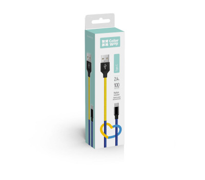 Кабель USB  - 1.0m AM/ Type-C  ColorWay, National (CW-CBUC052-BLY)