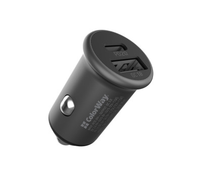 Автомобильное зарядное устройство ColorWay, Black, 1xUSB/ QC3.0, 1xUSB-C/ PD, 3A (CW-CHA029PD-GR) Автомобильное зарядное устройство ColorWay, Black, 1xUSB/ QC3.0, 1xUSB-C/ PD, 3A (CW-CHA029PD-GR)