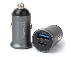 Автомобильное зарядное устройство  ColorWay, Black, 1xUSB/ QC3.0, 1xUSB-C/ PD, 3A (CW-CHA029PD-GR)-foto5