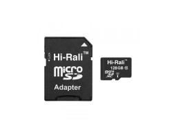 Карта памяти microSDXC, 128Gb, Class10 UHS-3, Hi-Rali, SD адаптер (HI-128GBSD10U3-01)