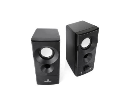 Колонки 2.0 REAL-EL S-90 Black, 2 x 3 Вт, пластиковый корпус, питание от USB, управление спереди