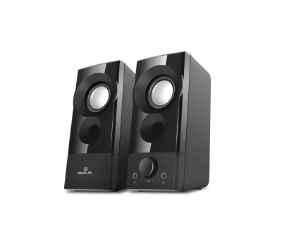Колонки 2.0 REAL-EL S-90 Black, 2 x 3 Вт, пластиковый корпус, питание от USB, управление спереди