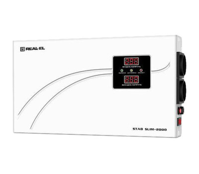 Стабілізатор REAL-EL STAB SLIM-2000 White, 2000VA, 1600W