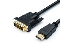 Кабель HDMI > DVI 1.8m ATcom, 2 ferite, black, 24pin, пакет (3808)