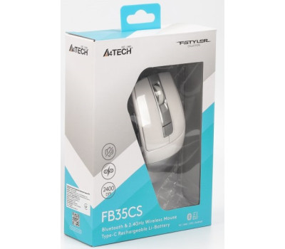 Мышь A4Tech Fstyler FB35CS, Icy White, USB, wireless, беcшумная, BT+RF (Combo)