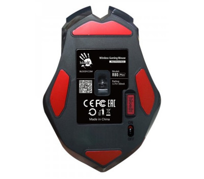 Мышь A4Tech R80 Plus Skul Black, Laser, Wireless+USB, 4000 cpi, Bloody, metal feet, подсветка