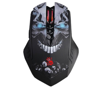 Мышь A4Tech R80 Plus Skul Black, Laser, Wireless+USB, 4000 cpi, Bloody, metal feet, подсветка