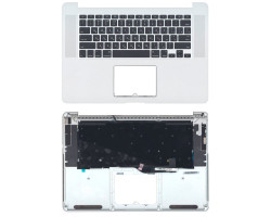 Клавіатура для ноутбука Apple MacBook Pro (A1398) Black, (Silver TopCase), RU (горизонтальний ентер)