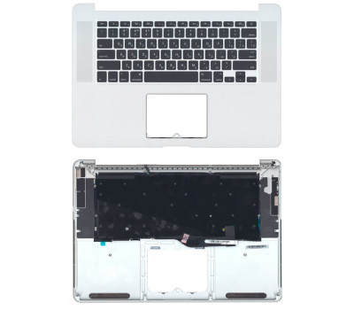 Клавіатура для ноутбука Apple MacBook Pro (A1398) Black, (Silver TopCase), RU (горизонтальний ентер)