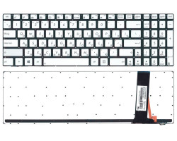 Клавіатура для ноутбука Asus (N550) з підсвічуванням (Light), Silver, (No Frame) RU/ EN