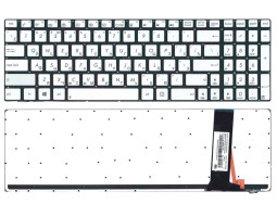 Клавіатура для ноутбука Asus (N550) з підсвічуванням (Light), Silver, (No Frame) RU/ EN Клавіатура для ноутбука Asus (N550) з підсвічуванням (Light), Silver, (No Frame) RU/ EN