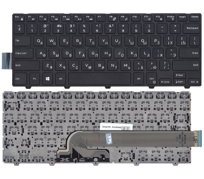 Клавіатура для ноутбука Dell (14-3000) Black, (Black Frame), US Клавіатура для ноутбука Dell (14-3000) Black, (Black Frame), US