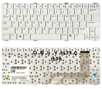 Клавіатура для ноутбука Dell Vostro (1220) White, RU
