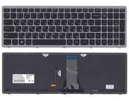 Клавіатура для ноутбука Lenovo IdeaPad (G505S, Z510) з підсвічуванням (Light), Black, (Silver Frame) Клавіатура для ноутбука Lenovo IdeaPad (G505S, Z510) з підсвічуванням (Light), Black, (Silver Frame)
