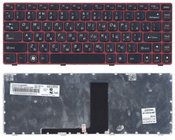 Клавіатура для ноутбука Lenovo IdeaPad (V380) Black, (Red Frame), RU