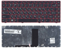 Клавіатура для ноутбука Lenovo IdeaPad (V380) Black, (Red Frame), RU