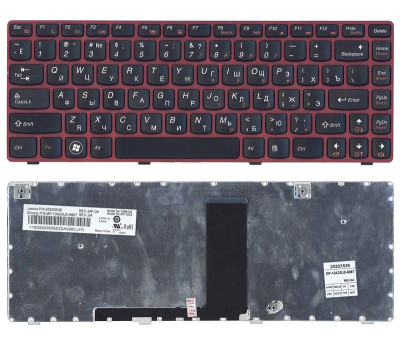 Клавіатура для ноутбука Lenovo IdeaPad (V380) Black, (Red Frame), RU Клавіатура для ноутбука Lenovo IdeaPad (V380) Black, (Red Frame), RU